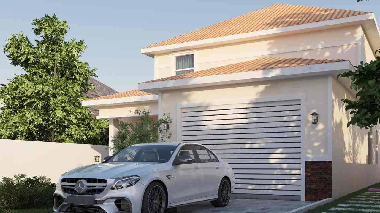 Charlesbay residences limited - 3D Front Elevation View showing garage